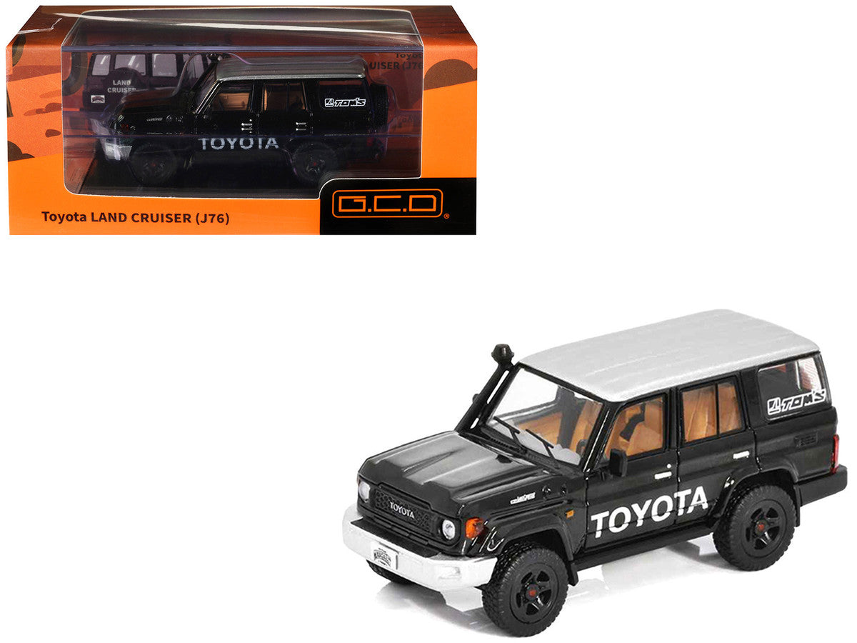 Toyota Land Cruiser (J76) Black with Silver Metallic Top 1/64 Diecast Model Car by GCD by GCD