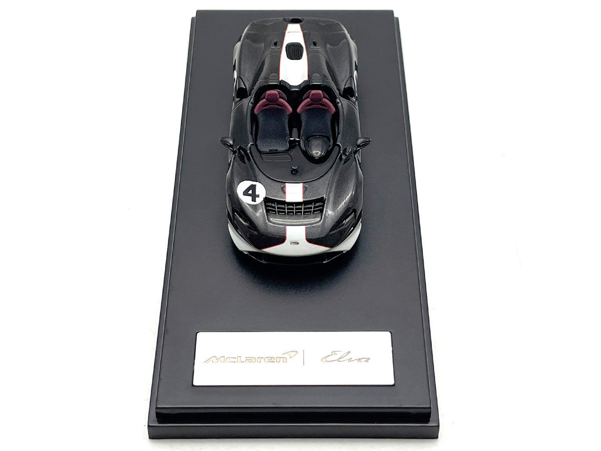 McLaren Elva Convertible #4 Carbon Black with White and Red Stripes 1/64 Diecast Model Car by LCD Models by LCD Models