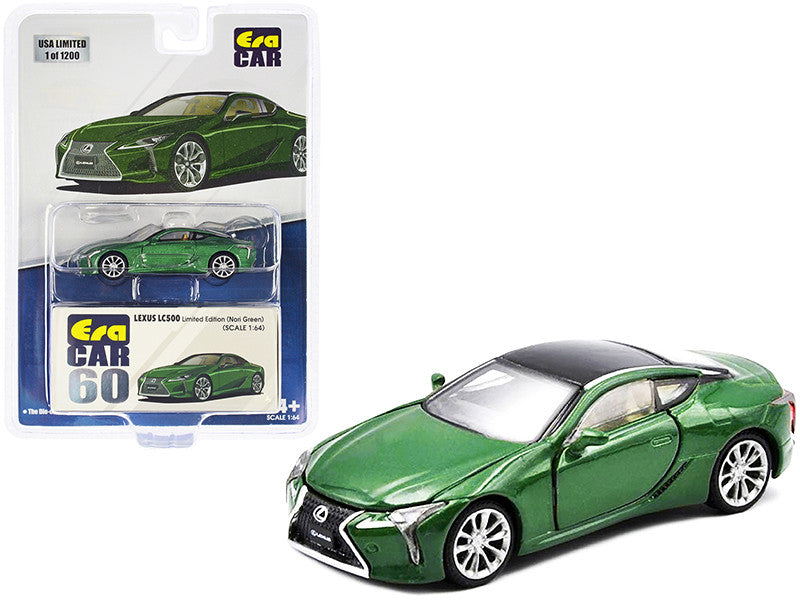 Lexus LC500 Nori Green Metallic with Black Top Limited Edition to 1200 pieces 1/64 Diecast Model Car by Era Car by Era Car