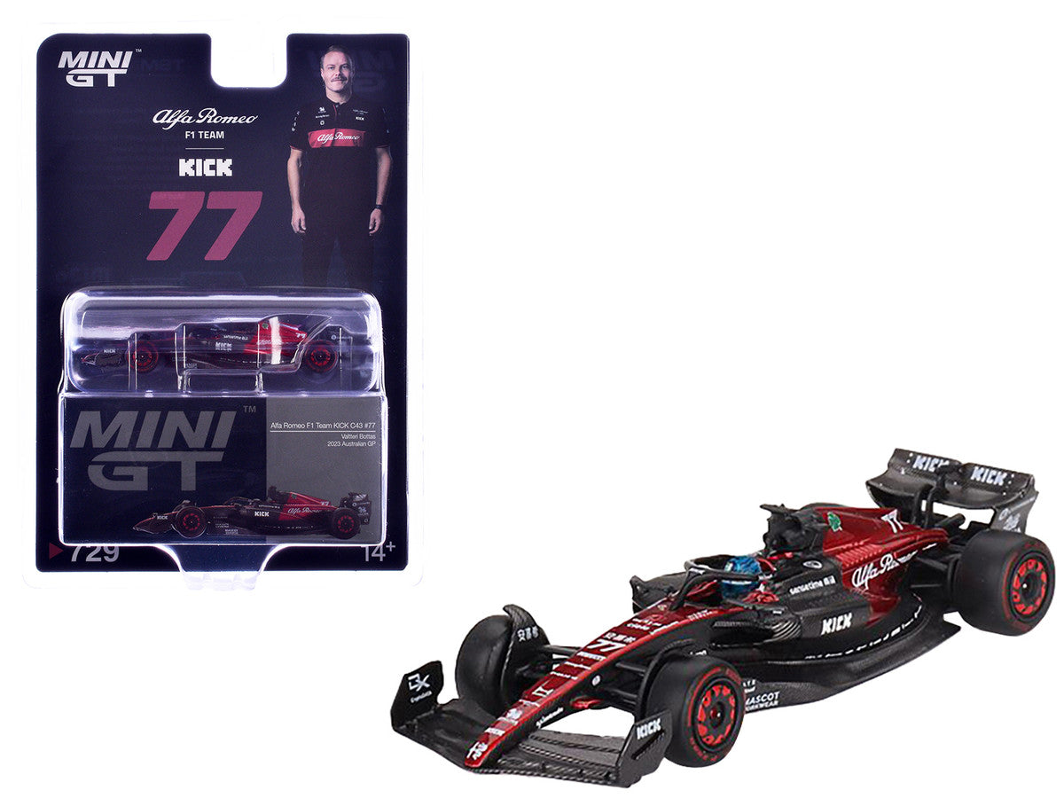 Alfa Romeo C43 #77 Valtteri Bottas "Alfa Romeo F1 Team Kick" Formula One F1 "Australian GP" (2023) Limited Edition 1/64 Diecast Model Car by Mini GT by Mini GT