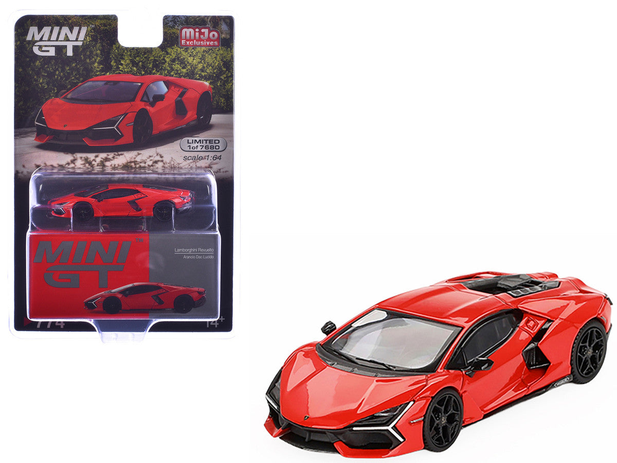 Lamborghini Revuelto Arancio Dac Lucido Orange Limited Edition to 7680 pieces Worldwide 1/64 Diecast Model Car by Mini GT by Mini GT
