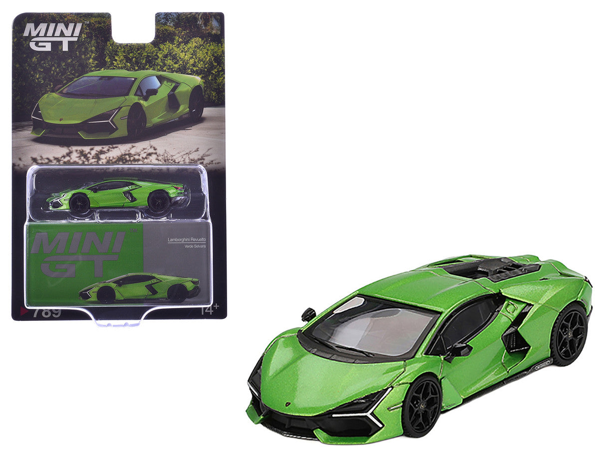 Lamborghini Revuelto Verde Selvans Green Metallic Limited Edition 1/64 Diecast Model Car by Mini GT by Mini GT