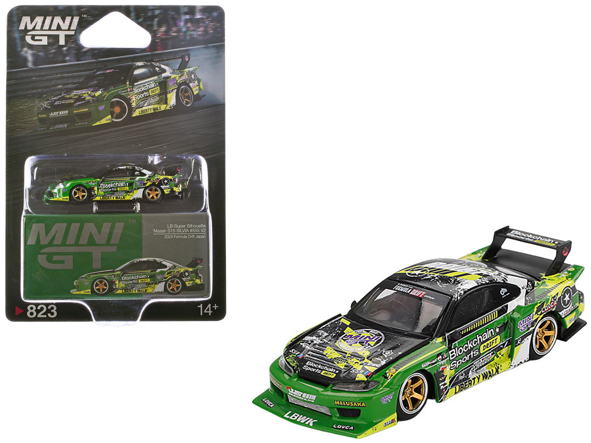 Nissan "LB-Super Silhouette" S15 SILVIA RHD (Right Hand Drive) #555 "V2" Yukio Fausto "Formula Drift Japan" (2024) Limited Edition 1/64 Diecast Model Car by Mini GT by Mini GT