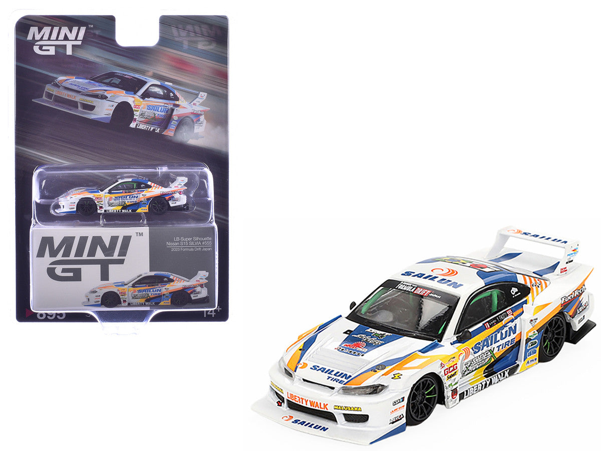 Nissan "LB-Super Silhouette" S15 SILVIA RHD (Right Hand Drive) #555 Yukio Fausto "Formula Drift Japan" (2023) Limited Edition 1/64 Diecast Model Car by Mini GT by Mini GT