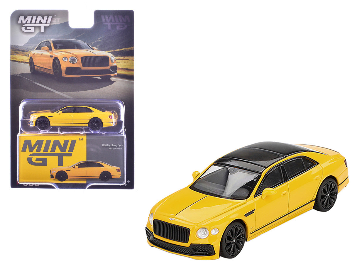 Bentley Flying Spur Monaco Yellow with Black Top Limited Edition 1/64 Diecast Model Car by Mini GT by Mini GT