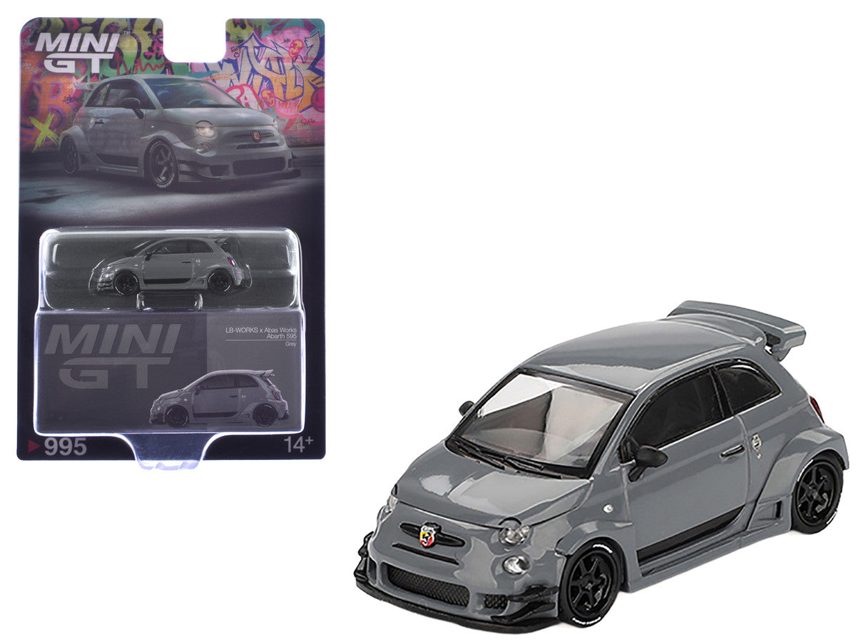 ABARTH 595 #49 "LB-Works x Abas Works" Gray Limited Edition 1/64 Diecast Model Car by Mini GT by Mini GT