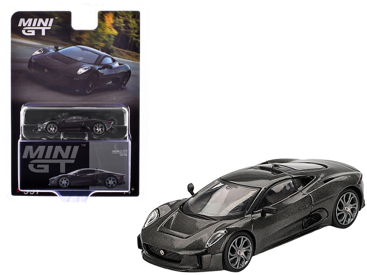 Jaguar C-X75 "Test Car" Black Carbon Limited Edition 1/64 Diecast Model Car by Mini GT by Mini GT