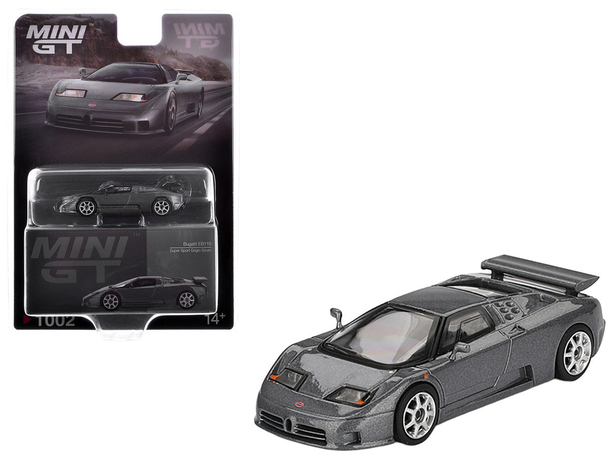 Bugatti EB110 Super Sport Grigio Scuro Dark Gray Metallic Limited Edition 1/64 Diecast Model Car by Mini GT by Mini GT