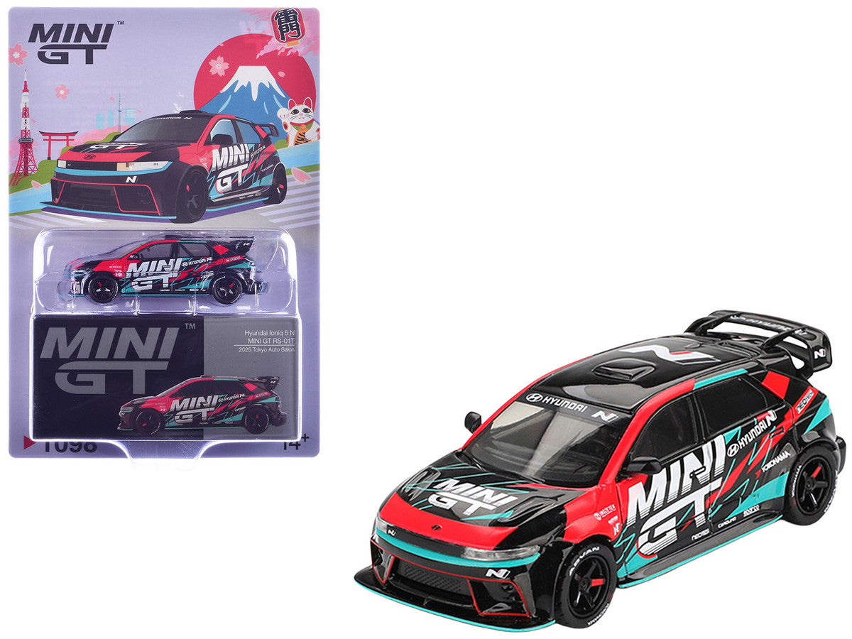 Hyundai Ioniq 5N RS-01T "Mini GT" Black with Graphics "2025 Tokyo Auto Salon" Limited Edition 1/64 Diecast Model Car by Mini GT by Mini GT