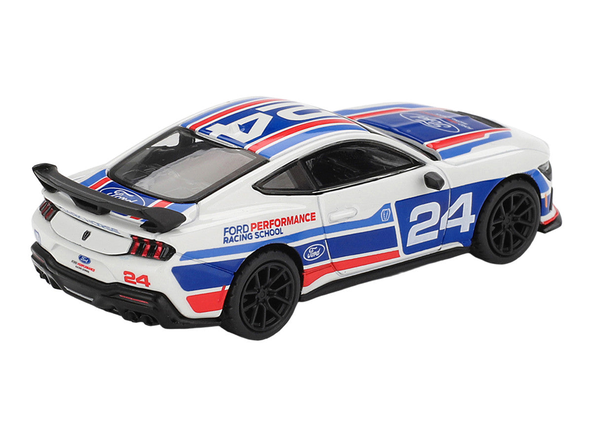 Ford Mustang Dark Horse #24 "Ford Performance Racing School" White with Red and Blue Graphics Limited Edition 1/64 Diecast Model Car by Mini GT by Mini GT