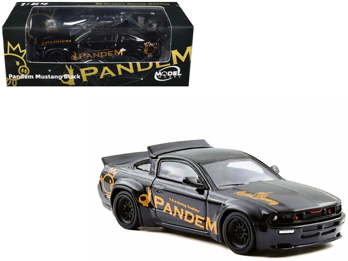 Pandem Mustang Black with Gold Graphics 1/64 Diecast Model Car by Model Model by Model Model