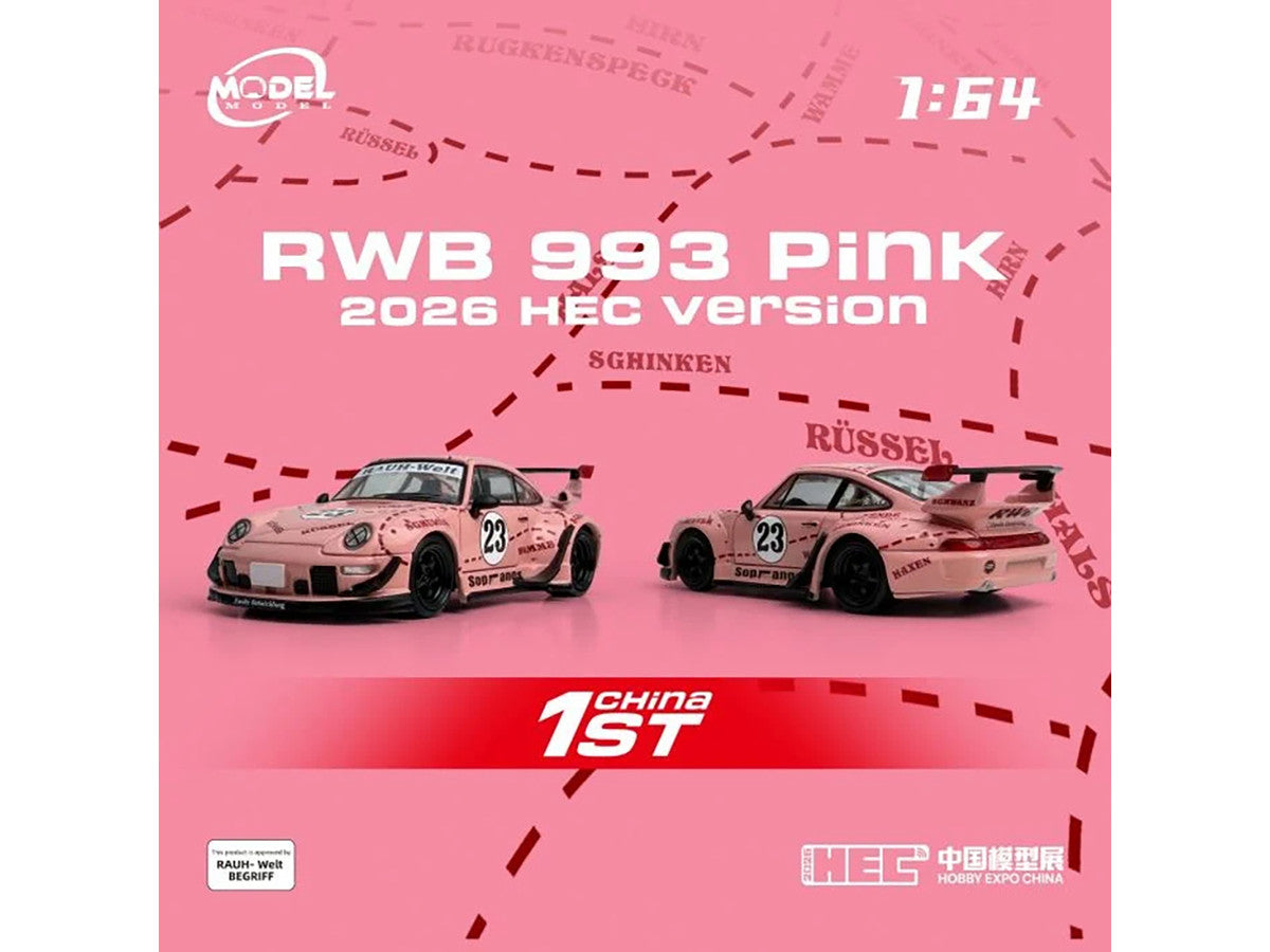 RWB 993 #23 Pink Version with Graphics "Hobby Expo China 2026 Event Edition" 1/64 Diecast Model Car by Model Model by Model Model