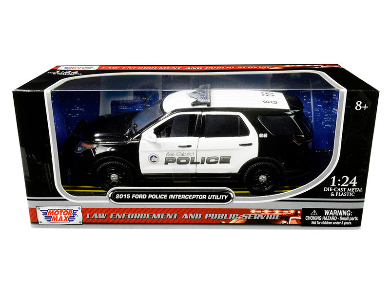 2015 Ford Police Interceptor Utility "San Gabriel Police" (California) Black and White 1/24 Diecast Model Car by Motormax by Motormax