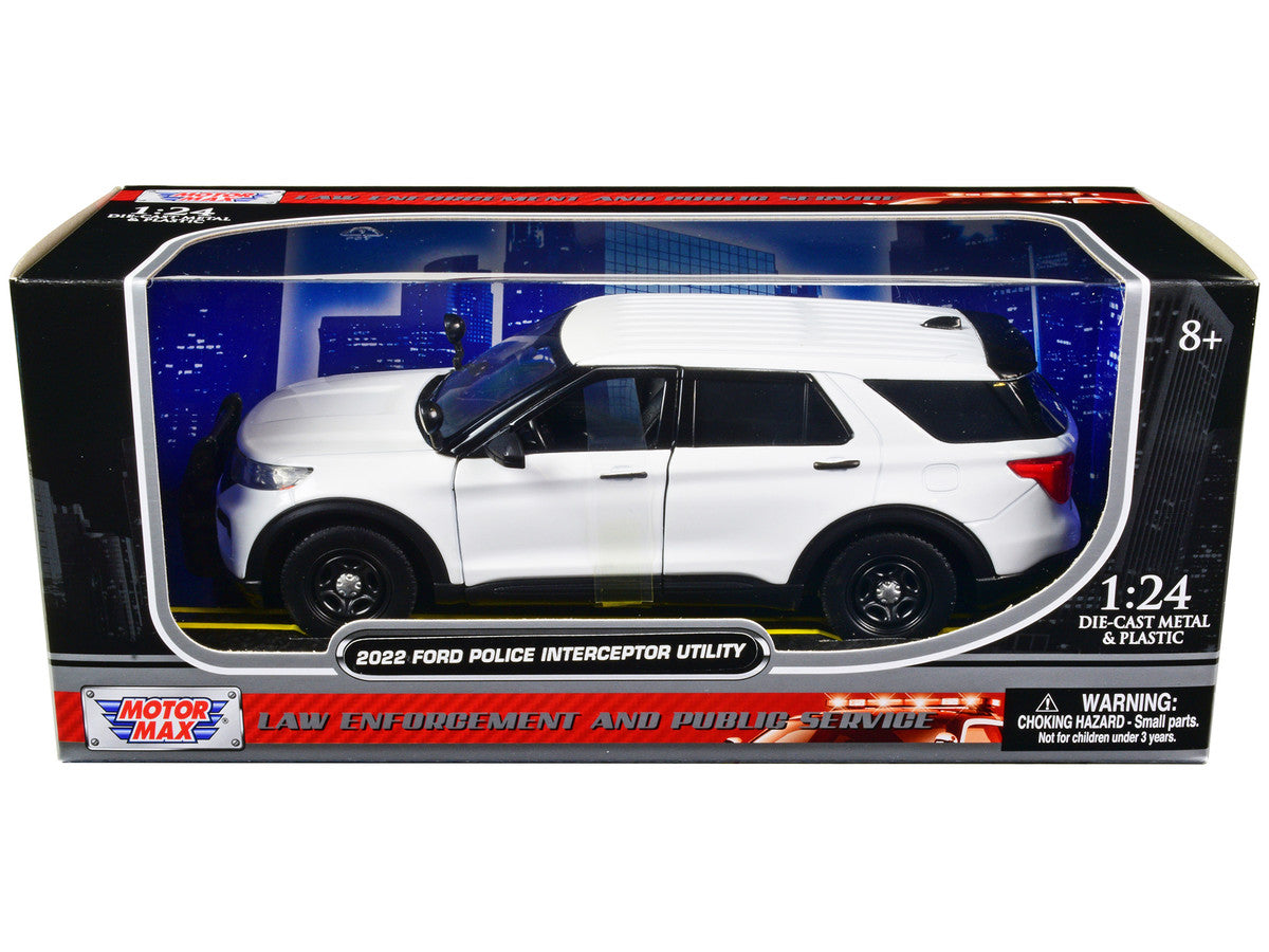 2022 Ford Police Interceptor Utility Unmarked Slick-Top White 1/24 Diecast Model Car by Motormax by Motormax