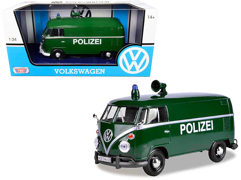 Volkswagen Type 2 (T1) Police Van "Polizei" Dark Green 1/24 Diecast Model Car by Motormax by Motormax