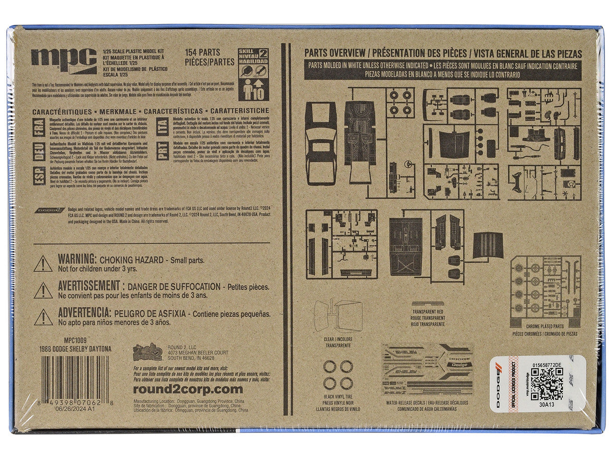 Skill 2 Model Kit 1988 Dodge Shelby Daytona Z 2-in-1 Kit 1/25 Scale Model by MPC by MPC