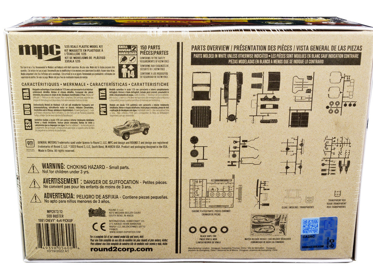 Skill 2 Model Kit 1981 Chevrolet 4x4 Stepside Pickup Truck "Sod Buster" 1/25 Scale Model by MPC by MPC