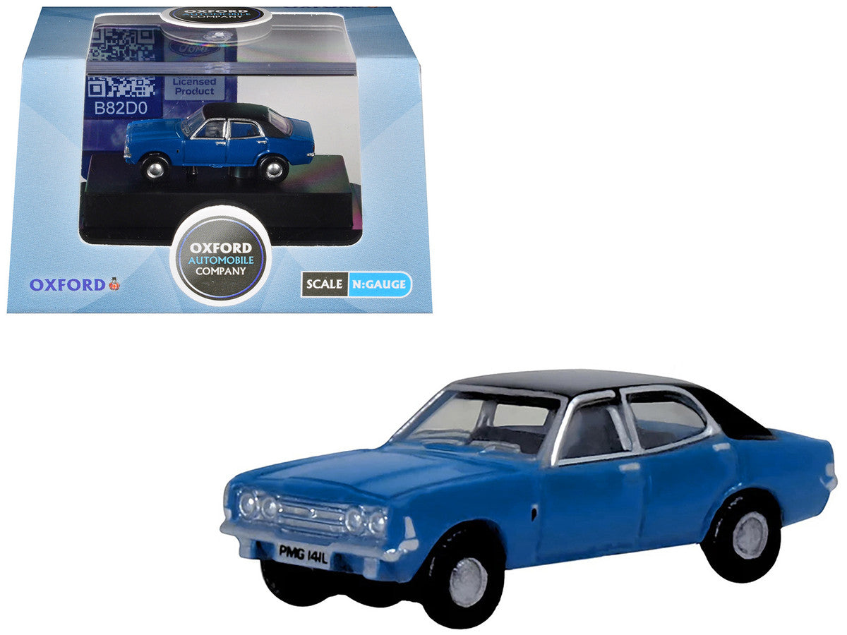 Ford Cortina MKIII RHD (Right Hand Drive) Electric Monza Blue with Black Top 1/148 (N) Scale Diecast Model Car by Oxford Diecast by Oxford Diecast