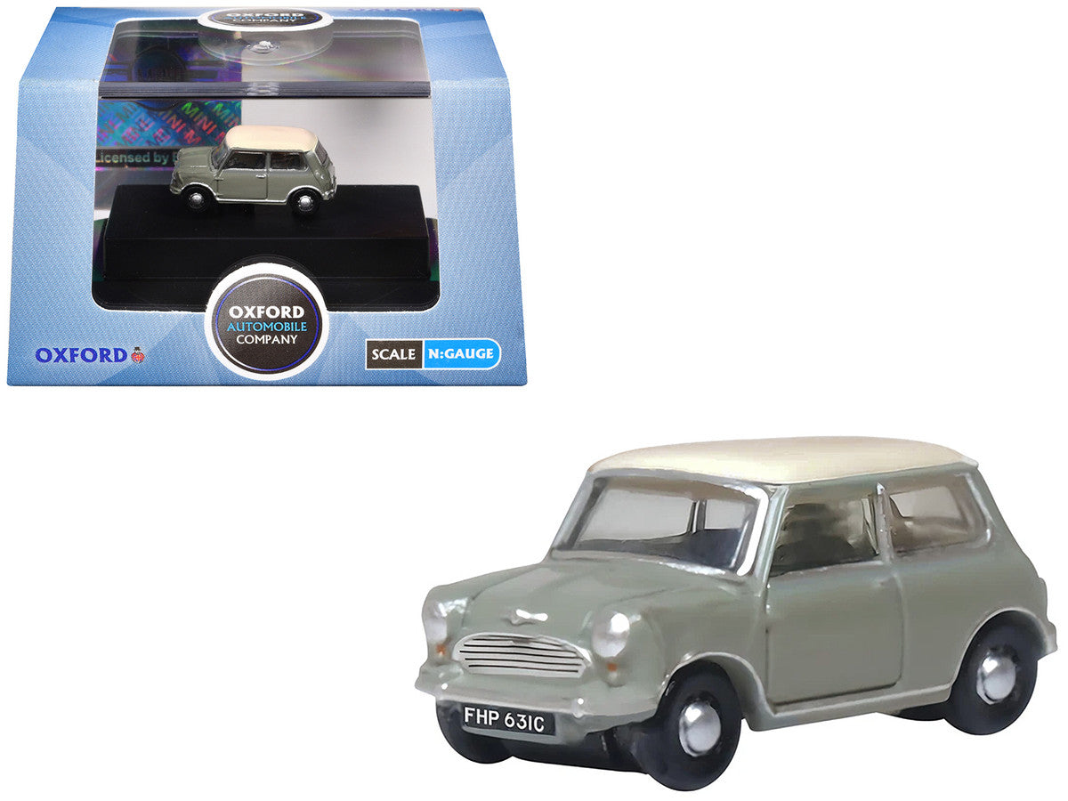 Mini Classic Tweed Gray with Cream Top 1/148 (N) Scale Diecast Model Car by Oxford Diecast by Oxford Diecast