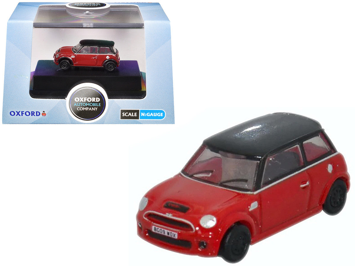 Mini Cooper S RHD (Right Hand Drive) Chili Red with Black Top 1/148 (N) Scale Diecast Model Car by Oxford Diecast by Oxford Diecast