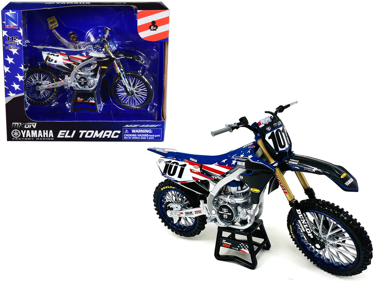 Yamaha YZ450F Dirt Bike Motorcycle #101 Eli Tomac American Flag Livery "Motocross of Nations" 1/12 Model by New Ray by New Ray