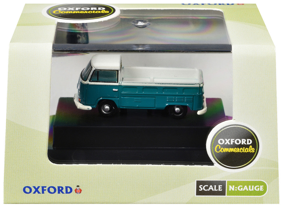 Volkswagen T2 Pickup Truck Emerald Green and Arkona White 1/148 (N) Scale Diecast Model Car by Oxford Diecast by Oxford Diecast