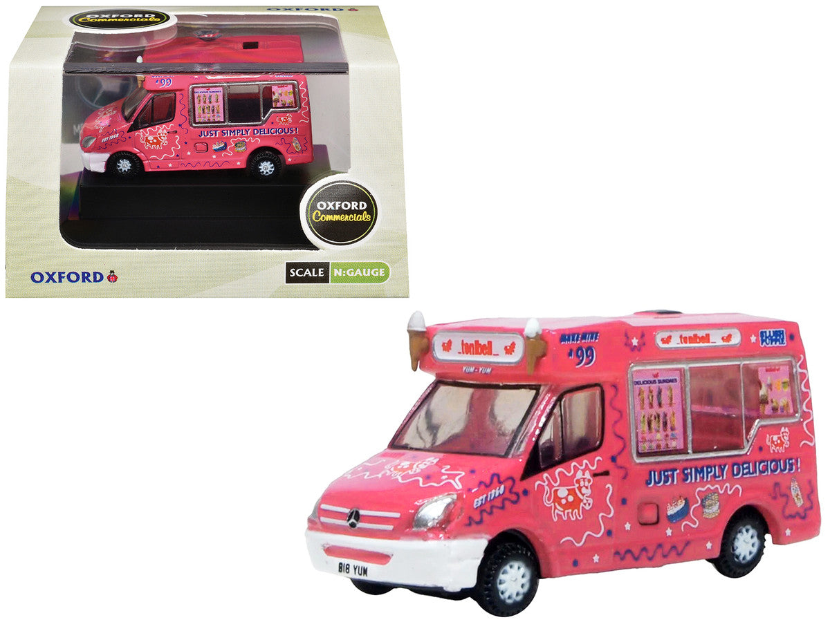 Whitby Mondial Ice Cream Van "Tonibell" Pink with Graphics 1/76 (OO) Scale Diecast Model Car by Oxford Diecast by Oxford Diecast