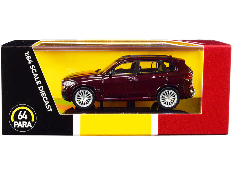 BMW X5 (G05) with Sunroof Ametrine Red Metallic 1/64 Diecast Model Car by Paragon by Paragon