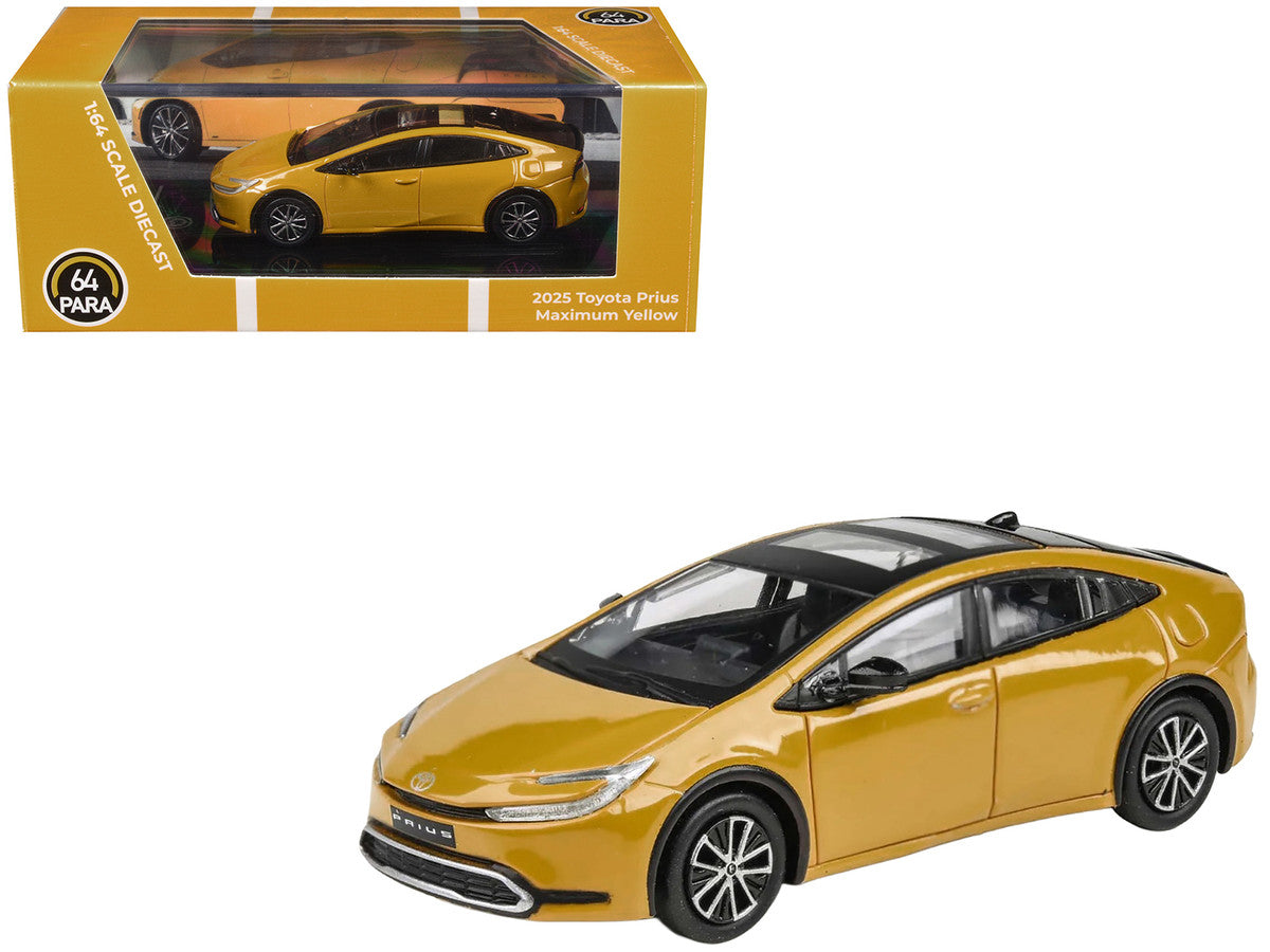 2023 Toyota Prius Maximum Yellow with Black Top and Sun Roof 1/64 Diecast Model Car by Paragon Models by Paragon