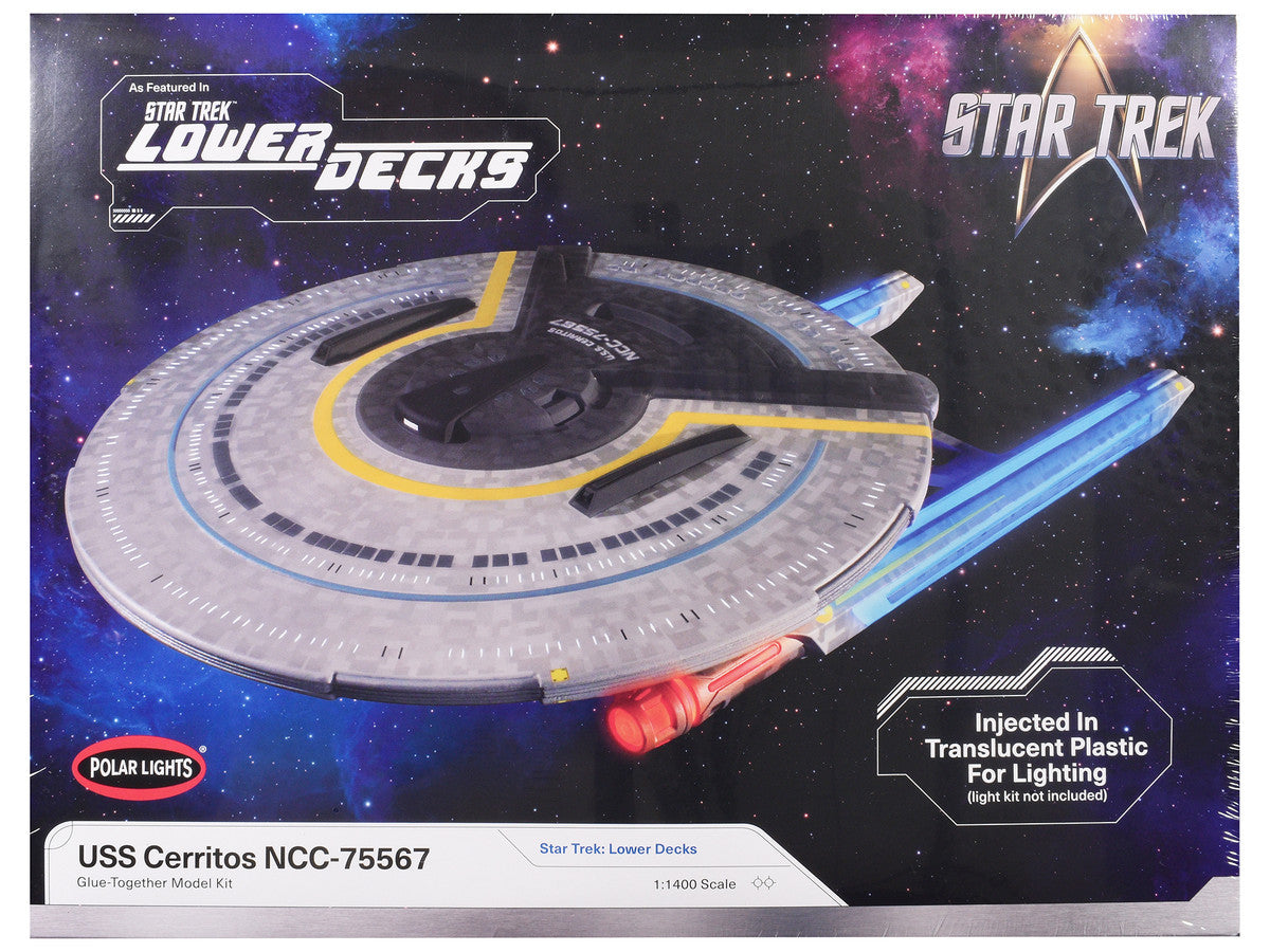Skill 2 Model Kit USS Cerritos NCC-75567 Spacecraft "Star Trek: Lower Decks" (2020-2024) TV Series 1/1400 Scale Model by Polar Lights by Polar Lights