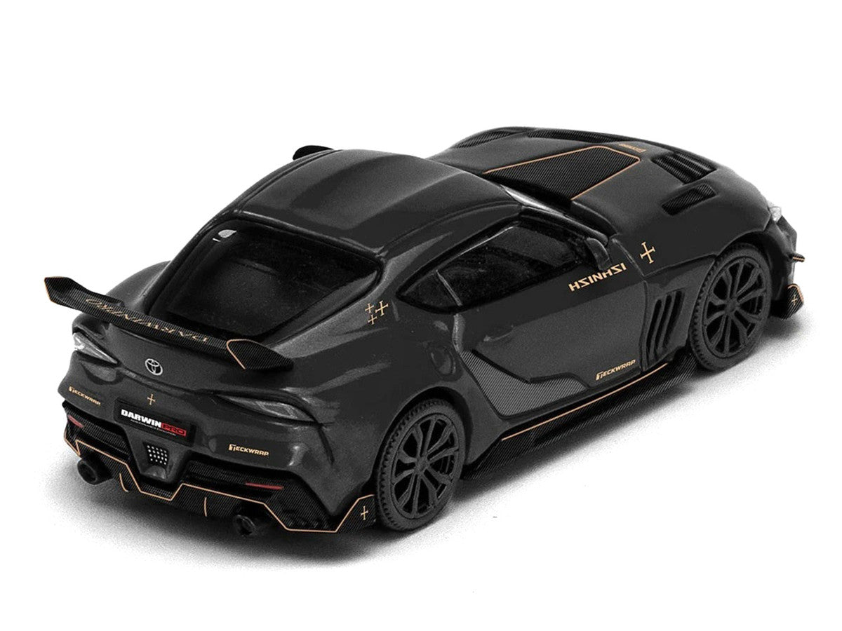 Toyota Supra DarwinPro Black with Gold Accents "Enigma Exclusive Edition" 1/64 Diecast Model Car by Pop Race by Pop Race
