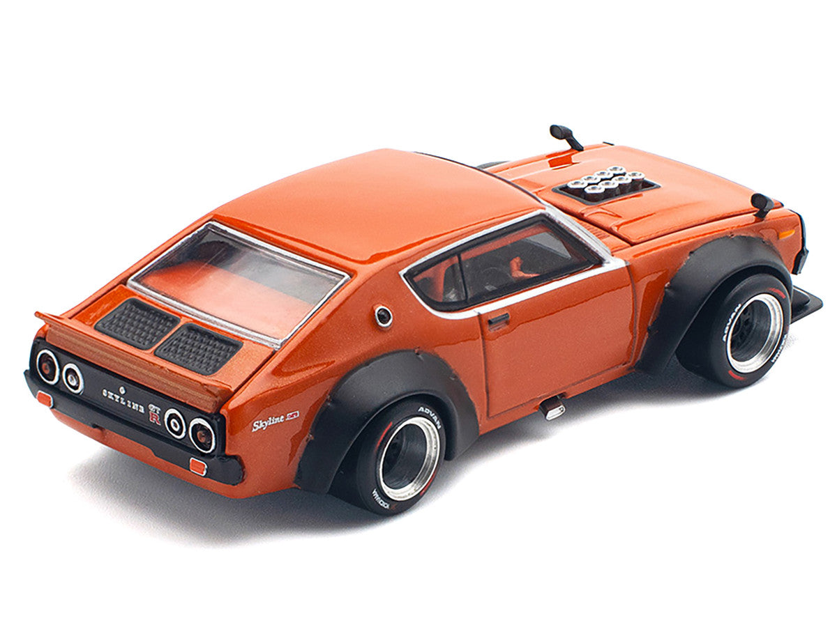 Skyline GT-R V8 Drift "Kenmeri" RHD (Right Hand Drive) Orange Metallic 1/64 Diecast Model Car by Pop Race by Pop Race