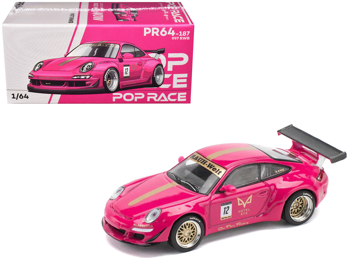 RWB 997 #12 "Hotel Ava" Pink Metallic 1/64 Diecast Model Car by Pop Race by Pop Race