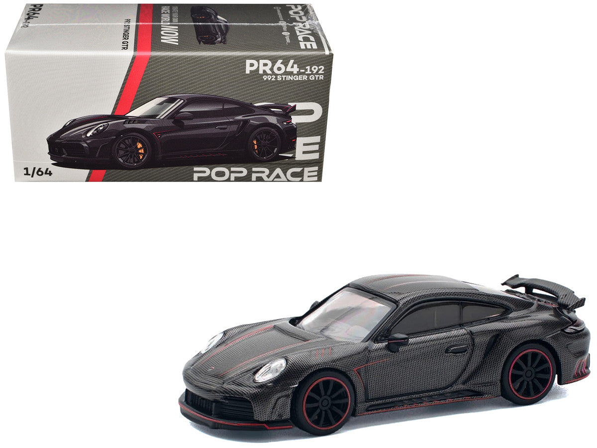 992 Stinger GTR Carbon Edition with Red Accents 1/64 Diecast Model Car by Pop Race by Pop Race