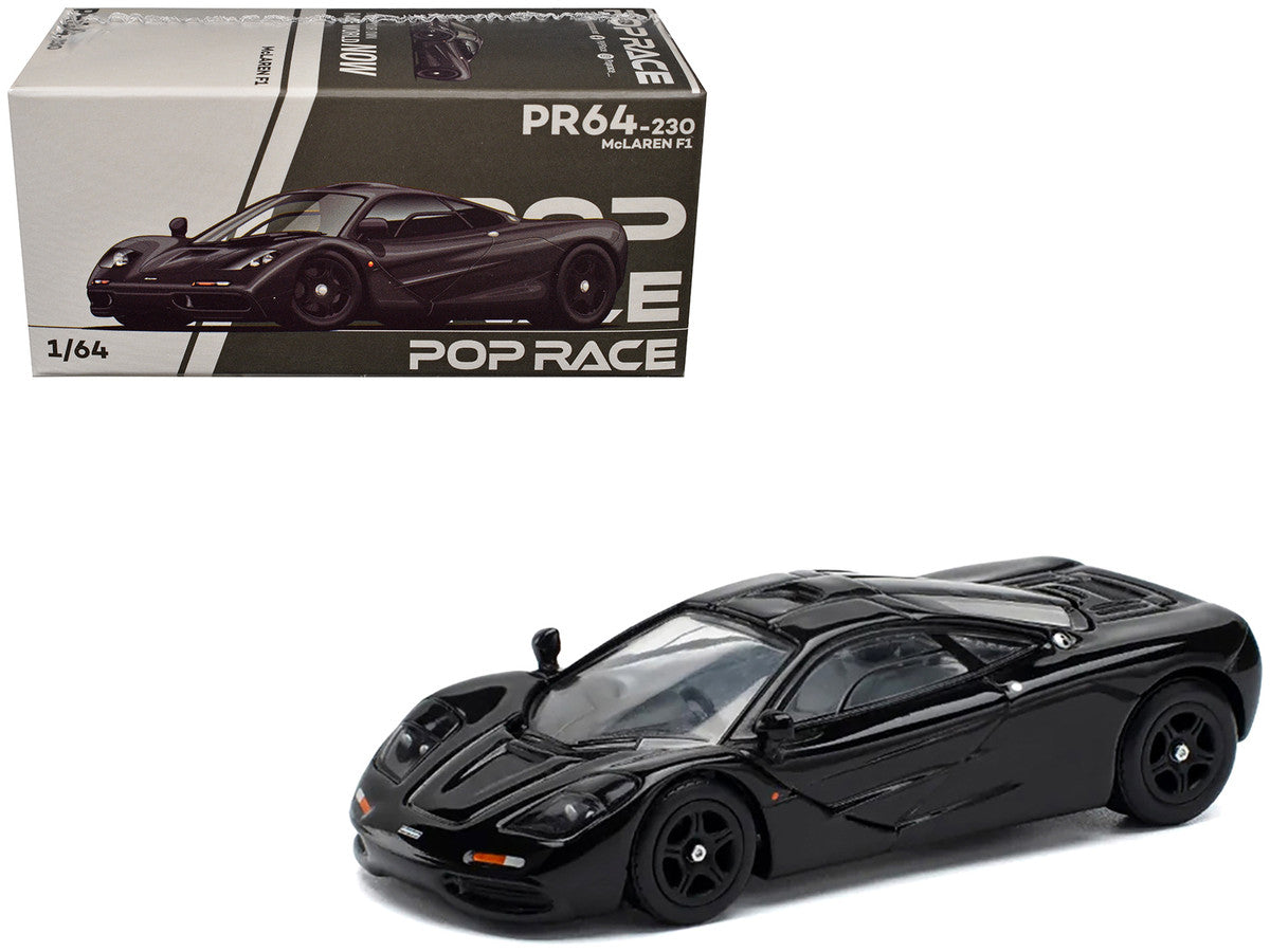 McLaren F1 Jet Black 1/64 Diecast Model Car by Pop Race by Pop Race