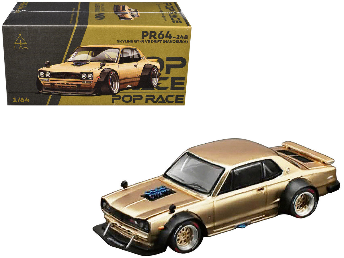 Skyline GT-R V8 Drift "Hakosuka" RHD (Right Hand Drive) Gold Metallic 1/64 Diecast Model Car by Pop Race by Pop Race