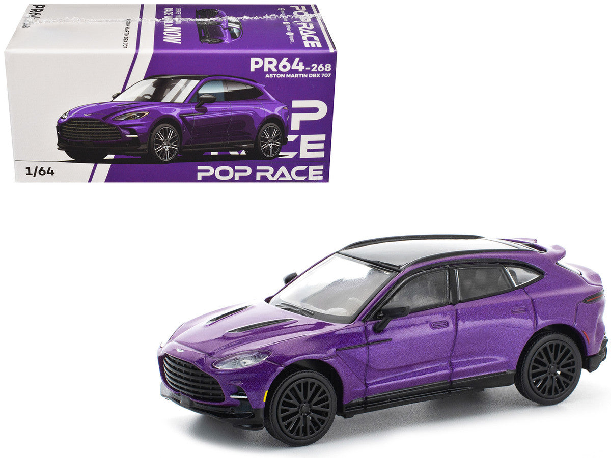 Aston Martin DBX 707 Storm Purple Metallic with Black Top 1/64 Diecast Model Car by Pop Race by Pop Race