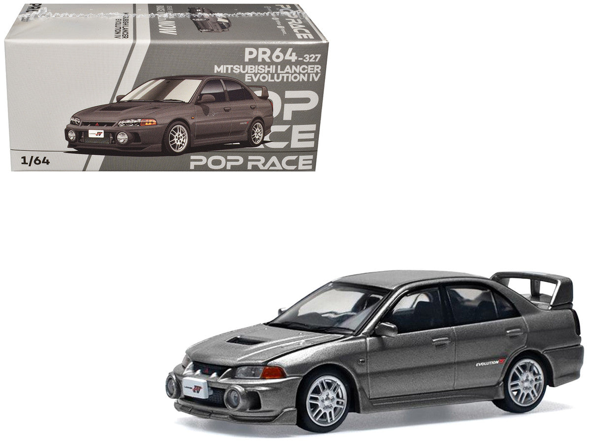 Mitsubishi Lancer Evolution IV RHD (Right Hand Drive) Dark Gray Metallic 1/64 Diecast Model Car by Pop Race by Pop Race