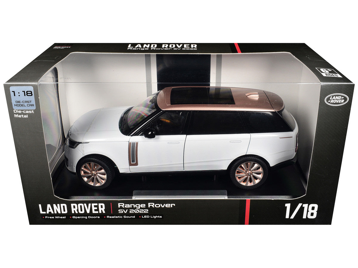 2022 Land Rover Range Rover SV White Metallic with Rose Gold Top and Moonroof 1/18 Diecast Model Car by Heimanba by Heimanba