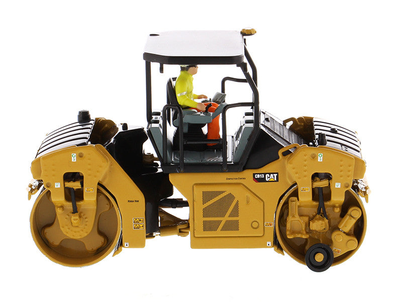 CAT Caterpillar CB-13 Tandem Vibratory Roller with ROPS (Roll Over Protective Structure) and Operator "High Line Series" 1/50 Diecast Model by Diecast Masters by Diecast Masters