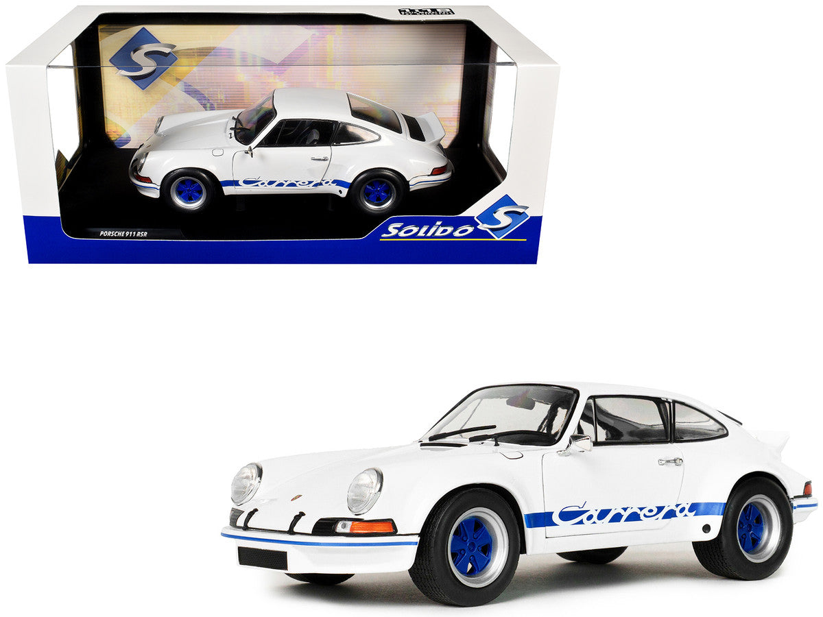 1973 Porsche 911 RSR Carrera White with Blue Stripes 1/18 Diecast Model Car by Solido by Solido