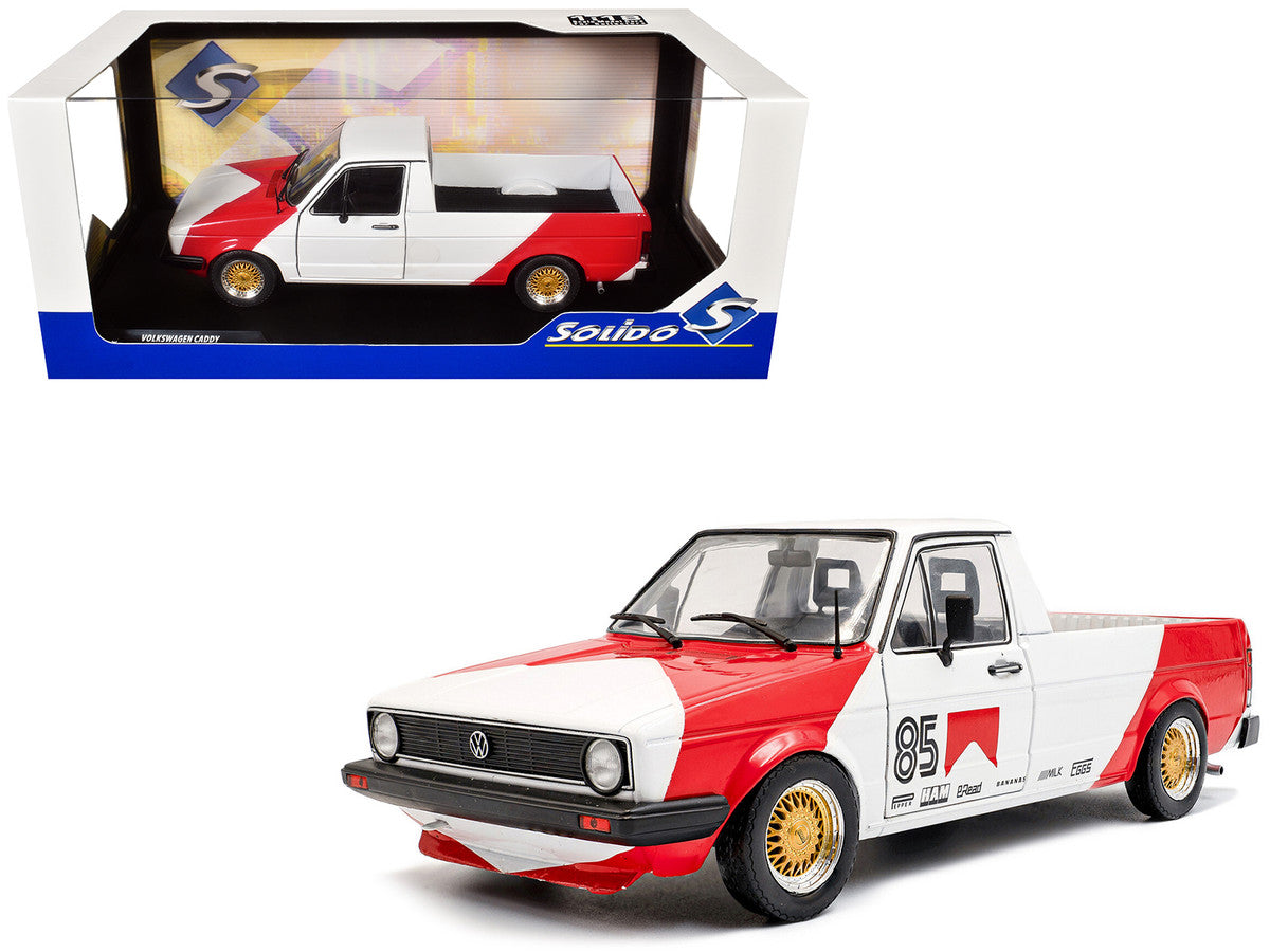1983 Volkswagen Caddy MK 1 Pickup Truck "Red Cowboy Racing Tribute" White and Red 1/18 Diecast Model Car by Solido by Solido