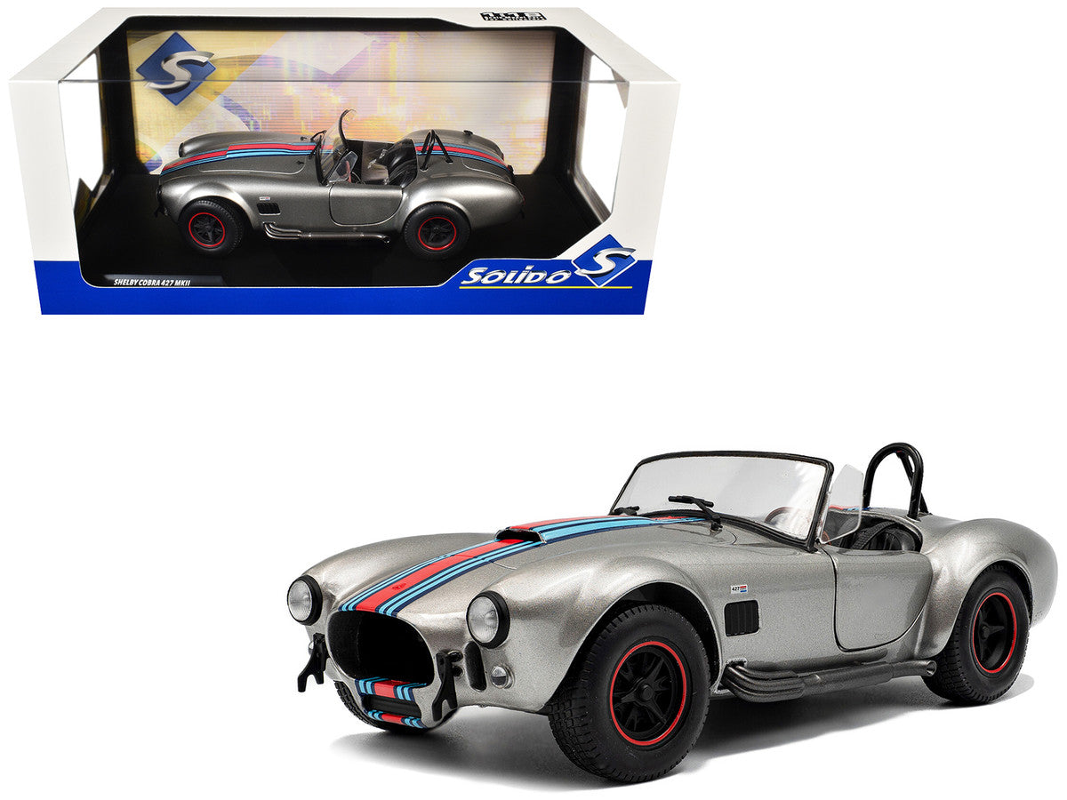 1965 Shelby Cobra 427 MKII "Solido Works M Racing Tribute" Gray Metallic with Stripes 1/18 Diecast Model Car by Solido by Solido