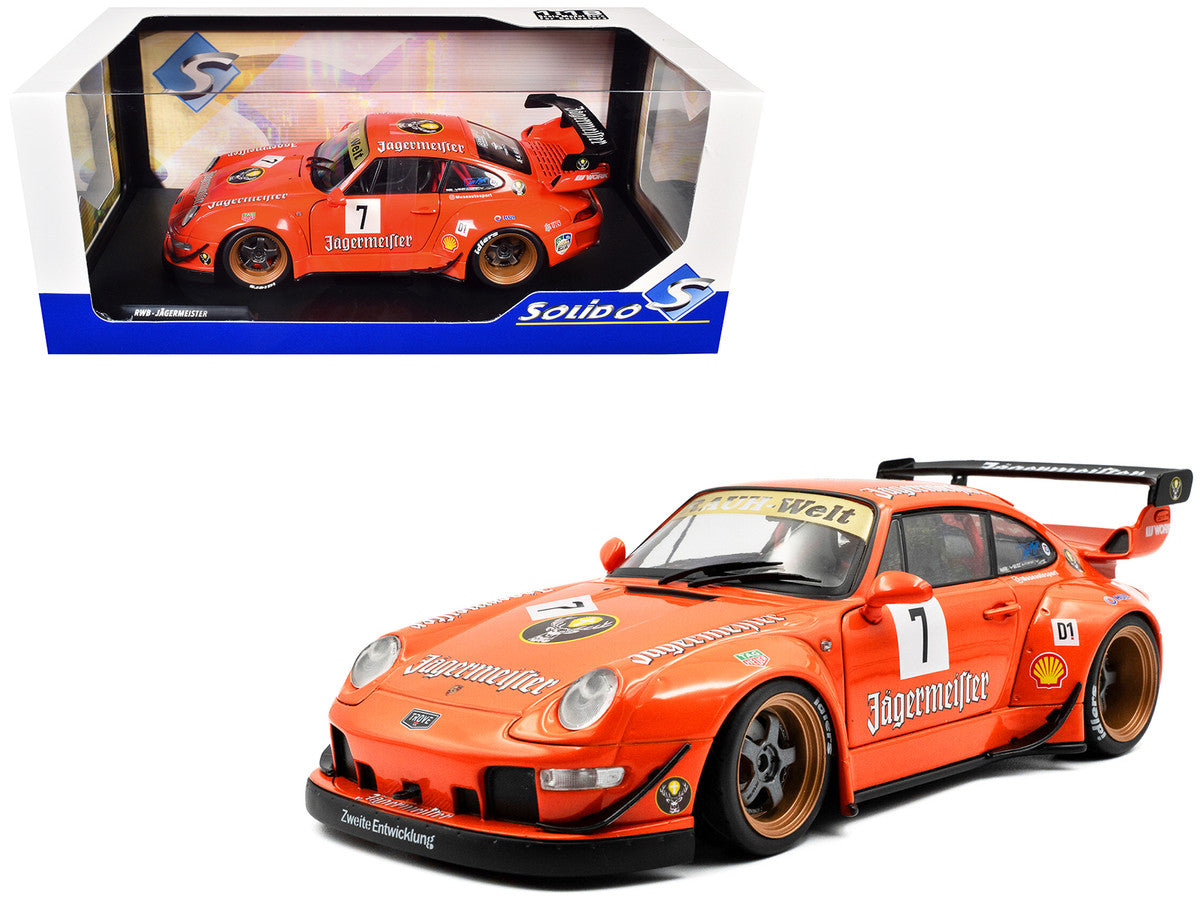 2020 RWB Bodykit #7 "Jagermeister" Orange with Graphics 1/18 Diecast Model Car by Solido by Solido