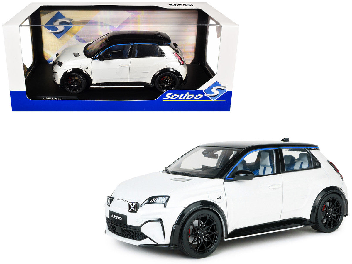 2024 Alpine A290 GTS White Metallic with Black Top 1/18 Diecast Model Car by Solido by Solido