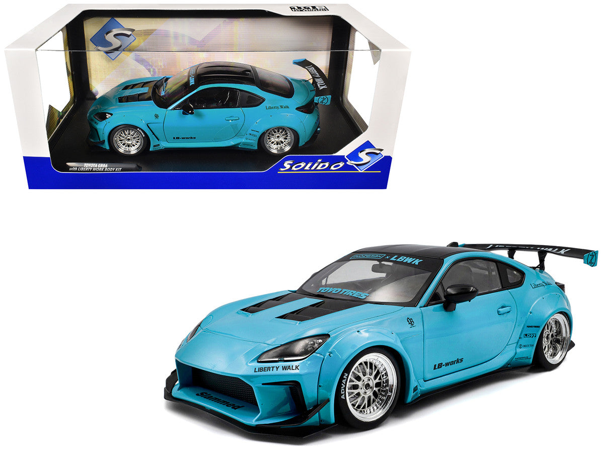 2024 Toyota GR86 LBWK Body Kit RHD (Right Hand Drive) Baby Blue with Black Top 1/18 Diecast Model Car by Solido by Solido