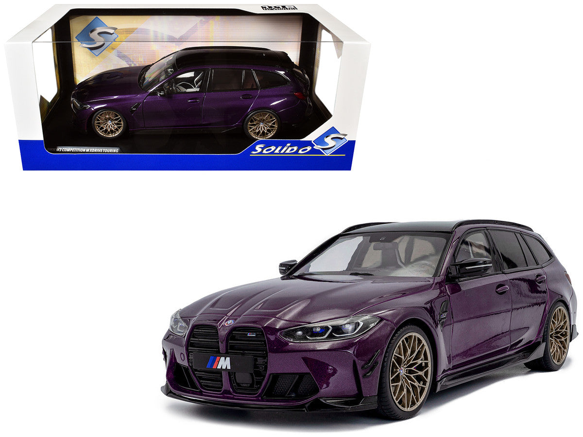 2024 BMW M3 Competition M xDrive Touring Twilight Purple Pearl Metallic with Black Top 1/18 Diecast Model Car by Solido by Solido