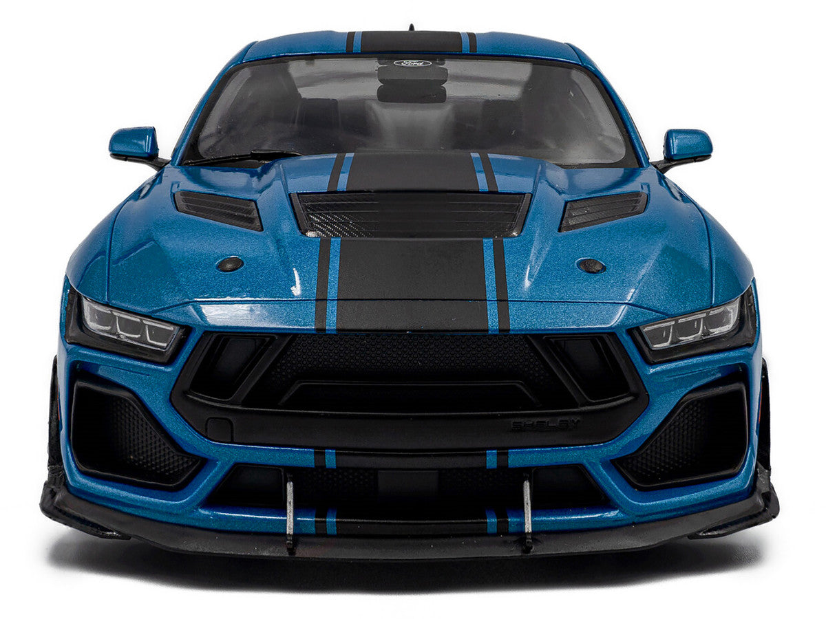 2024 Ford Shelby Mustang Super Snake Grabber Blue Metallic with Black Stripes 1/18 Diecast Model Car by Solido by Solido