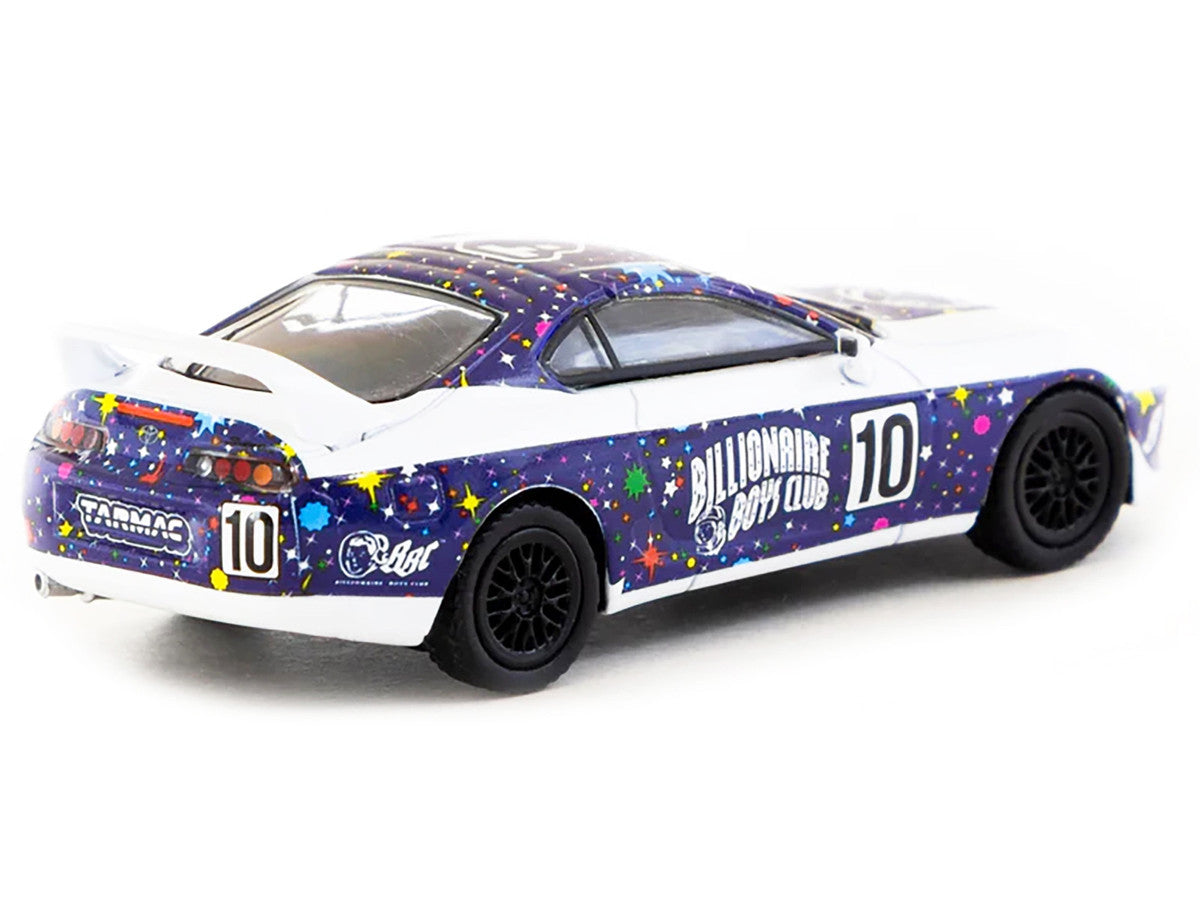 Toyota Supra RHD (Right Hand Drive) #10 "Billionaire Boys Club" Purple and White with Graphics "Hobby64" Series 1/64 Diecast Model Car by Tarmac Works by Tarmac Works