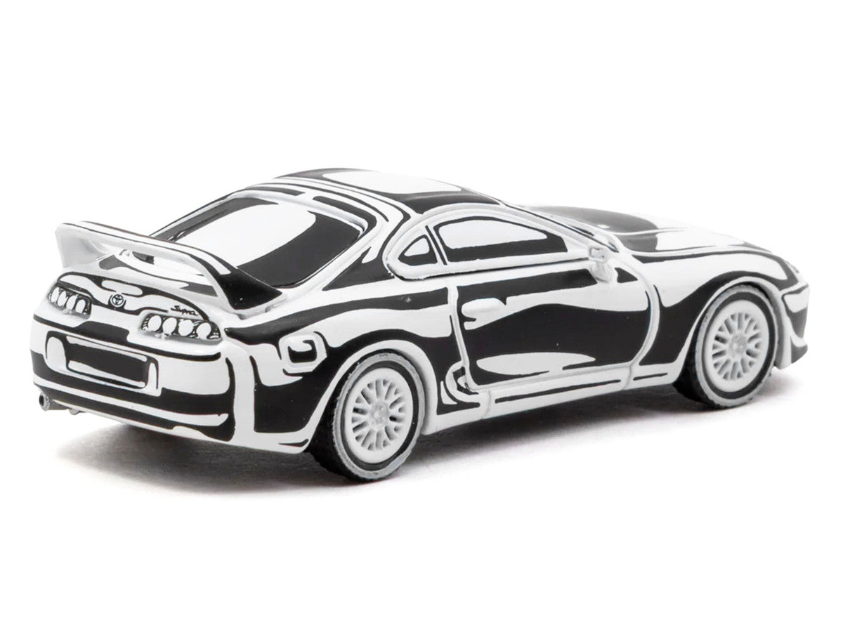 Toyota Supra "Designed by Joshua Vides" Black and White "Hobby64" Series 1/64 Diecast Model Car by Tarmac Works by Tarmac Works